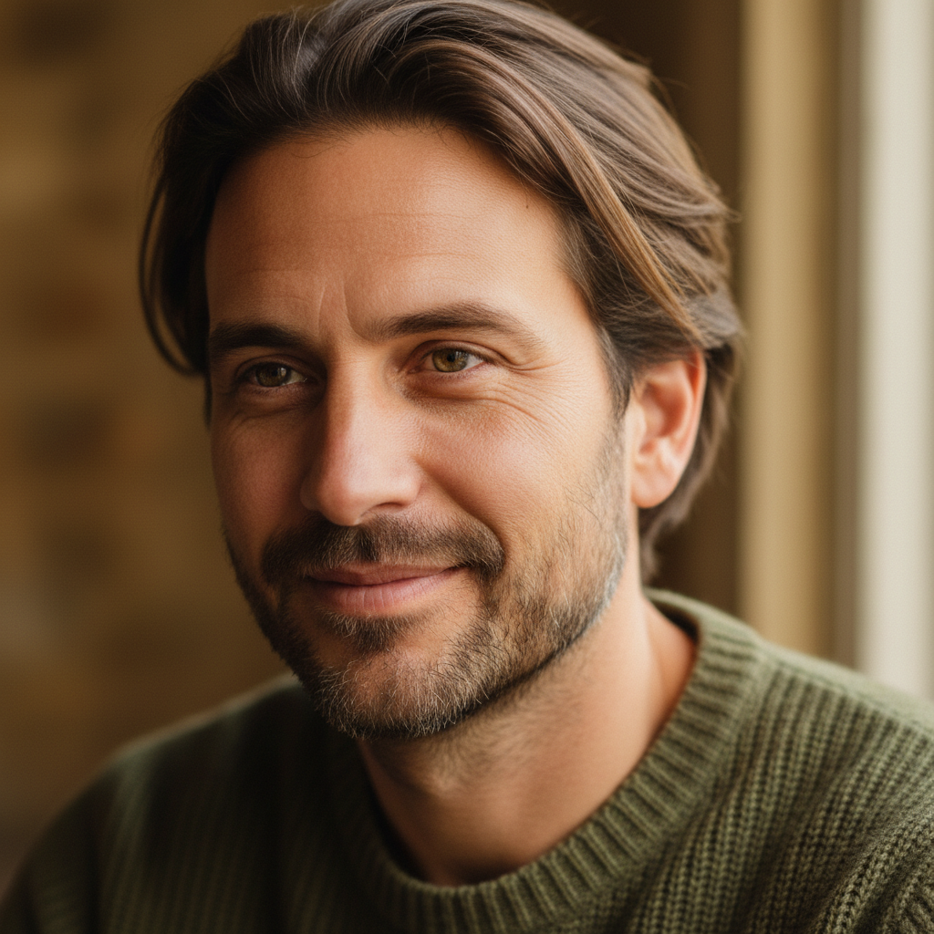 Marcus Webb with relaxed smile and light stubble
