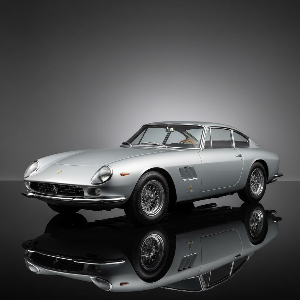 Italian classic car design from 1960s with elegant coupe bodywork