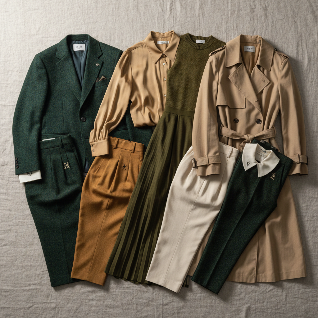Curated coordinated wardrobe collection of fully personalized custom garments in cohesive palette