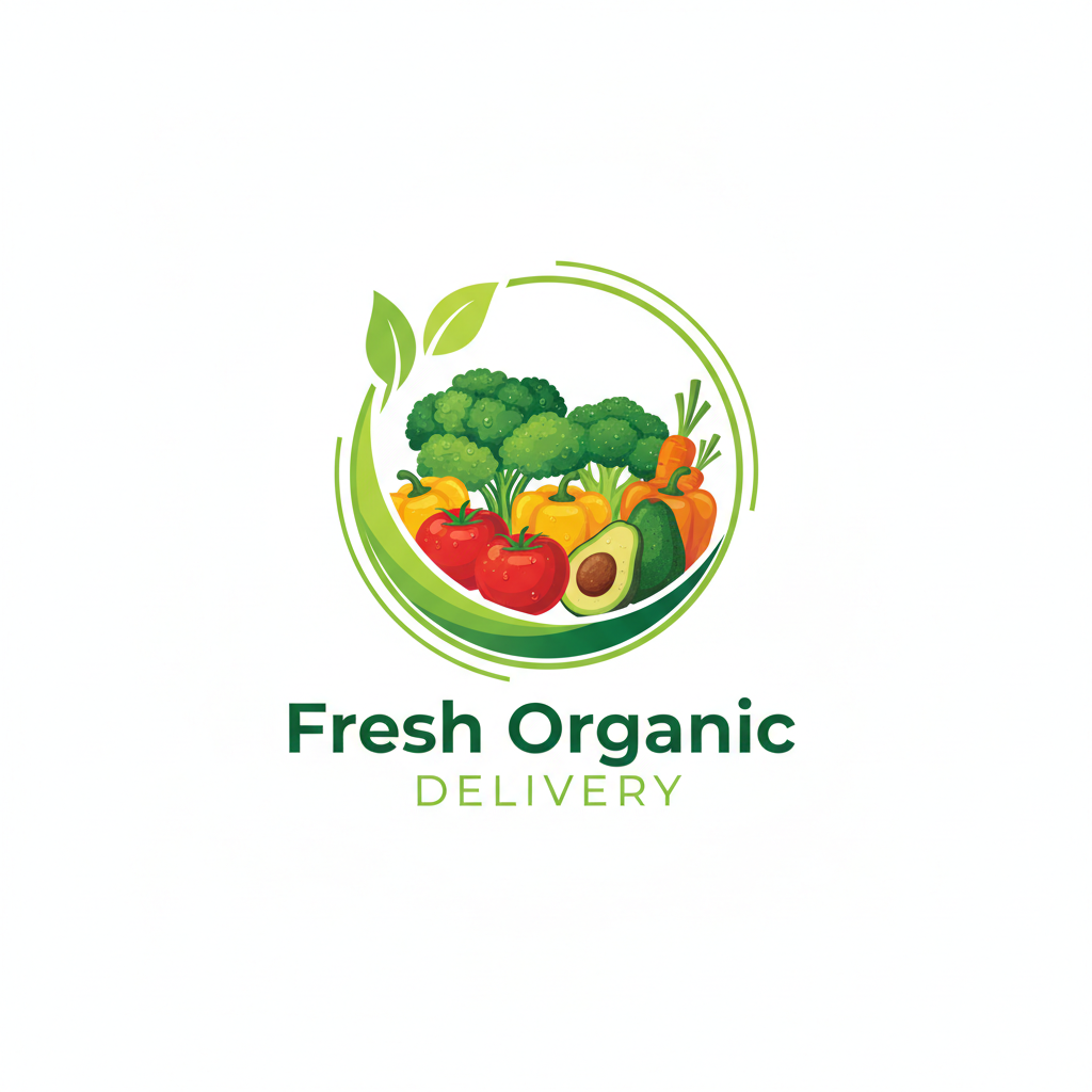 Organic food brand website with green vegetables and clean design