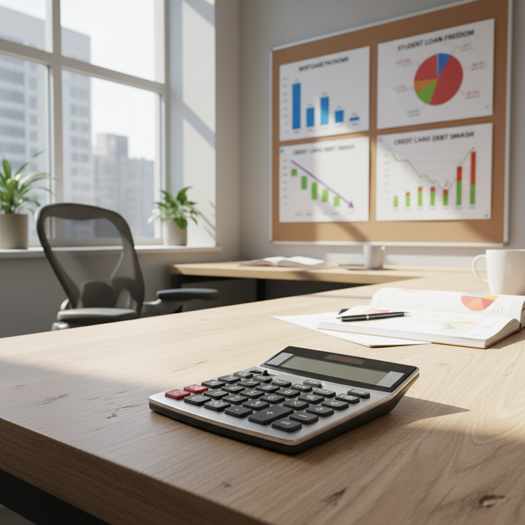 Mathematical formulas and financial calculations written on glass board in office