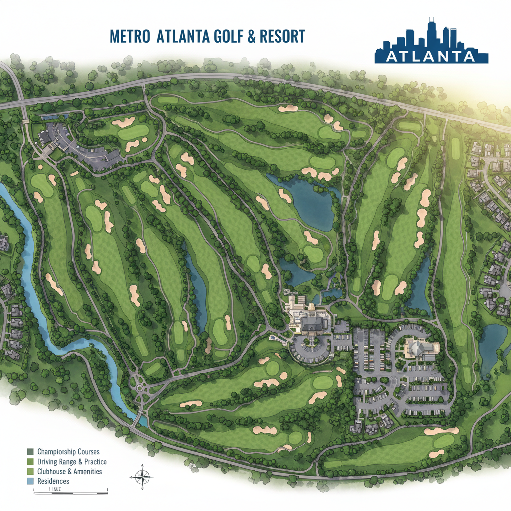 Metro Atlanta golf facility map overview