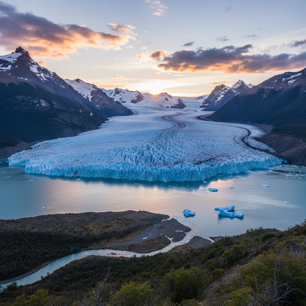 Dramatic Patagonian landscape with mountains and glaciers