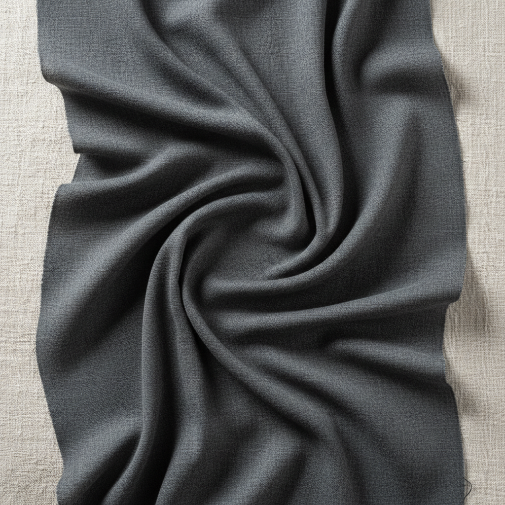 Textured crepe fabric with characteristic crinkled surface, matte finish