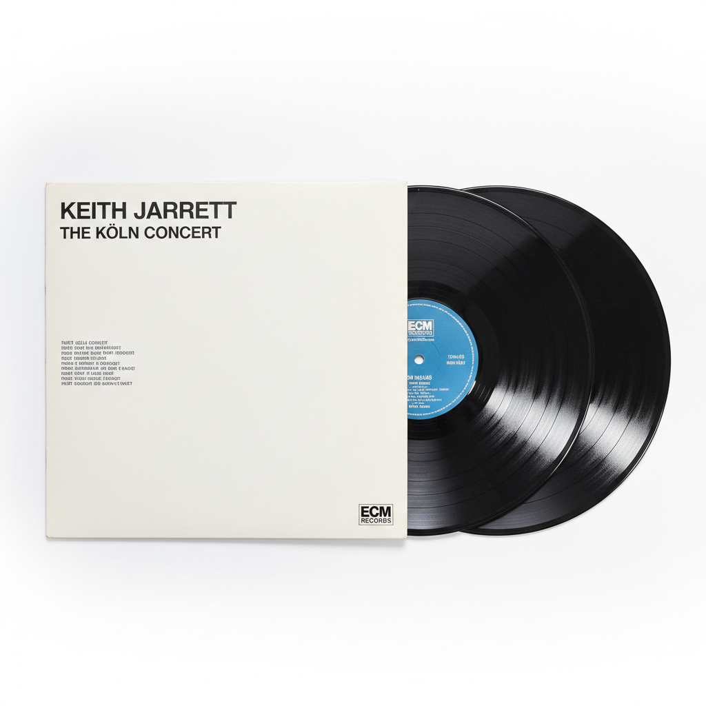 ECM Records double LP of The Köln Concert with minimalist white sleeve design