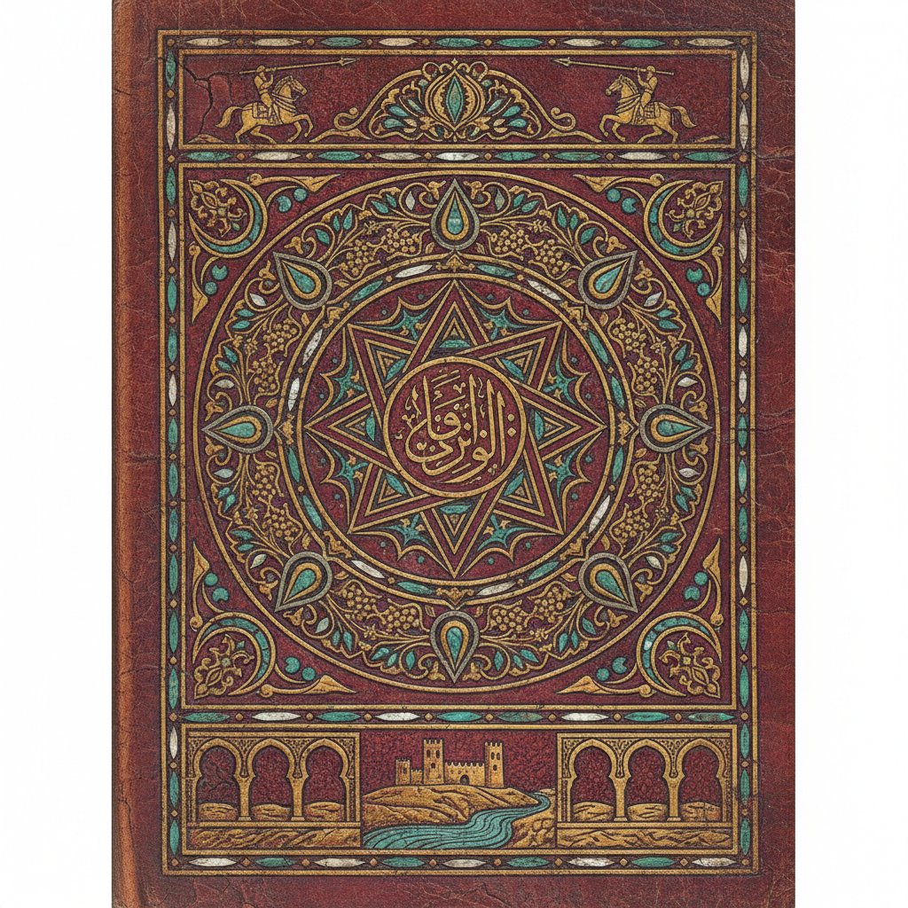 Dark teal book cover with Arabic calligraphy patterns, Season of Migration to the North