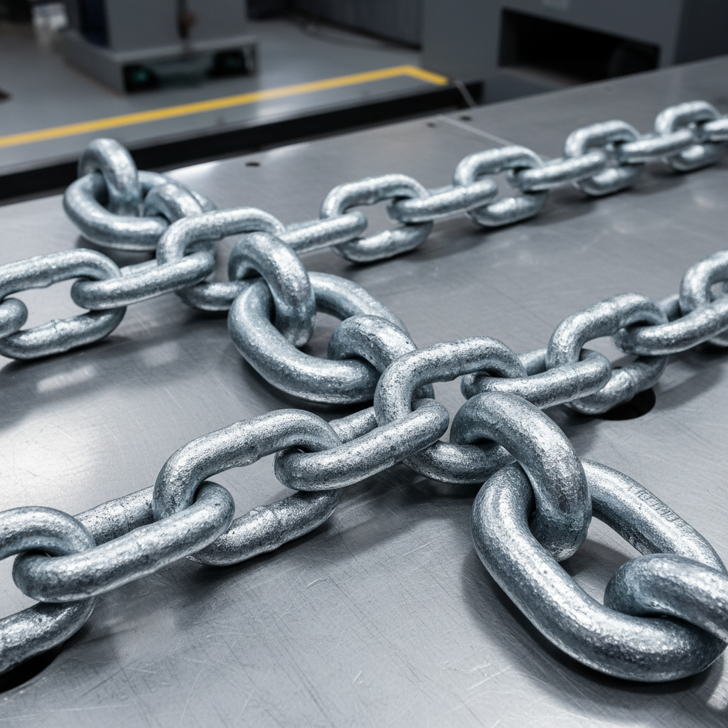 Heavy-duty galvanized steel chains and shackles for marine fender mounting systems