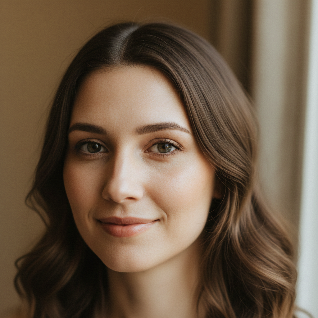Actor headshot — woman with subtle smile, natural makeup
