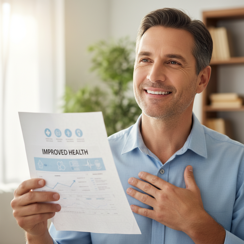 Man's avatar showing score improvement