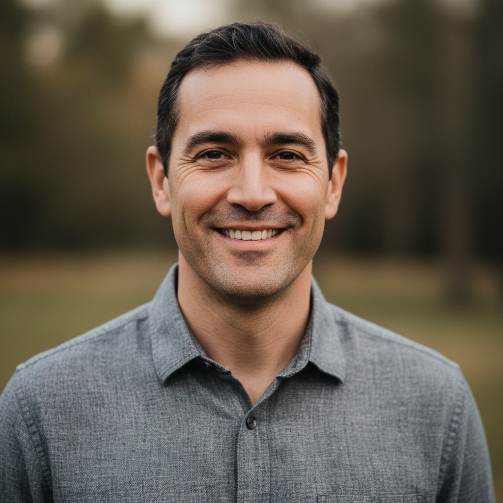 Brian Kowalski, fleet operations manager in a grey button-down shirt smiling at camera