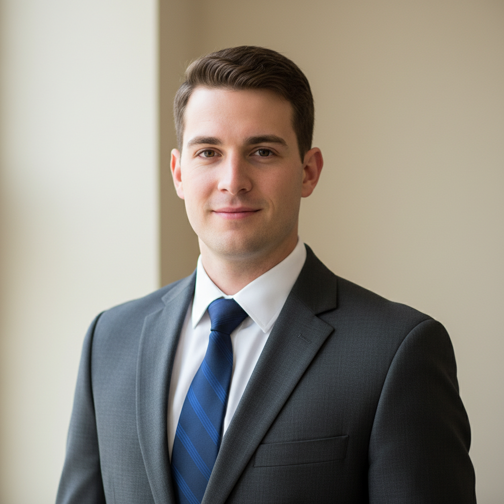 Professional man in business attire against neutral background