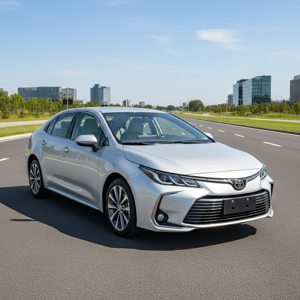 Toyota Corolla driving on smooth road