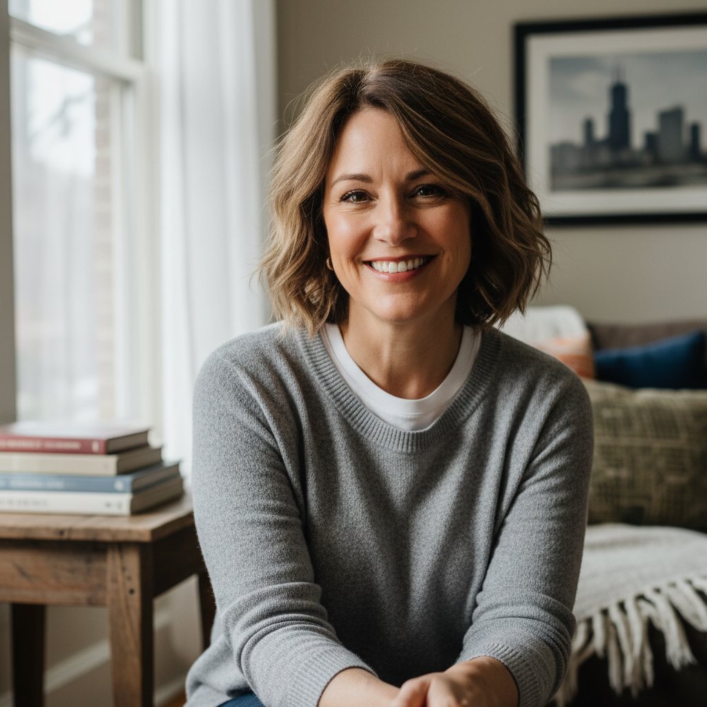 Dena Kowalski, Chicago homeowner smiling in casual portrait