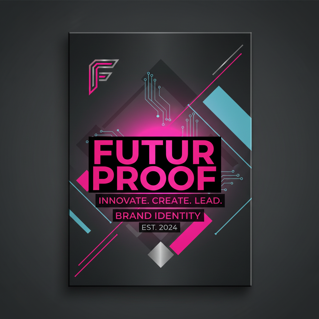 Bold typographic brand identity poster in black and neon pink created by student Danielle Osei during week 8 of the Evening program