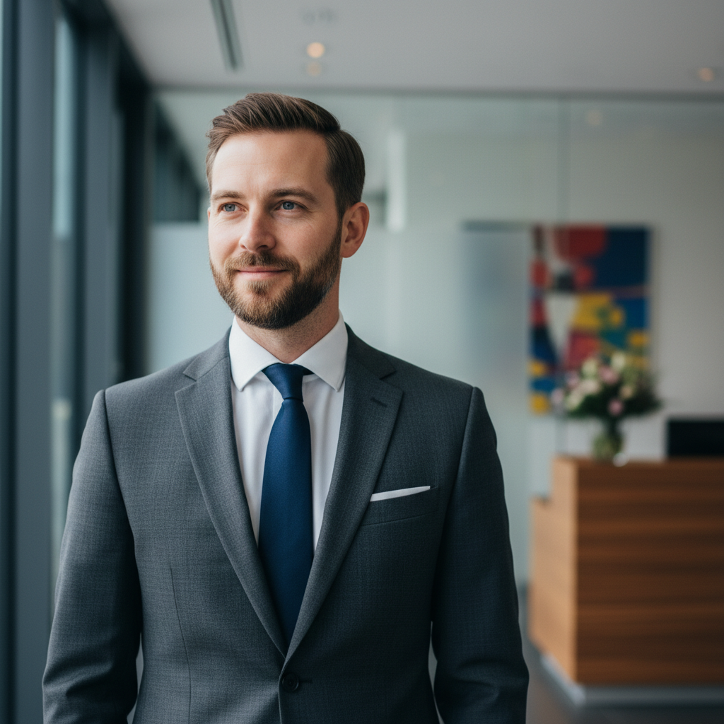 European man with glasses, professional business portrait
