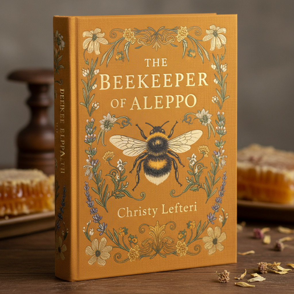 Warm honey-gold cover with bee and flower motifs, The Beekeeper of Aleppo