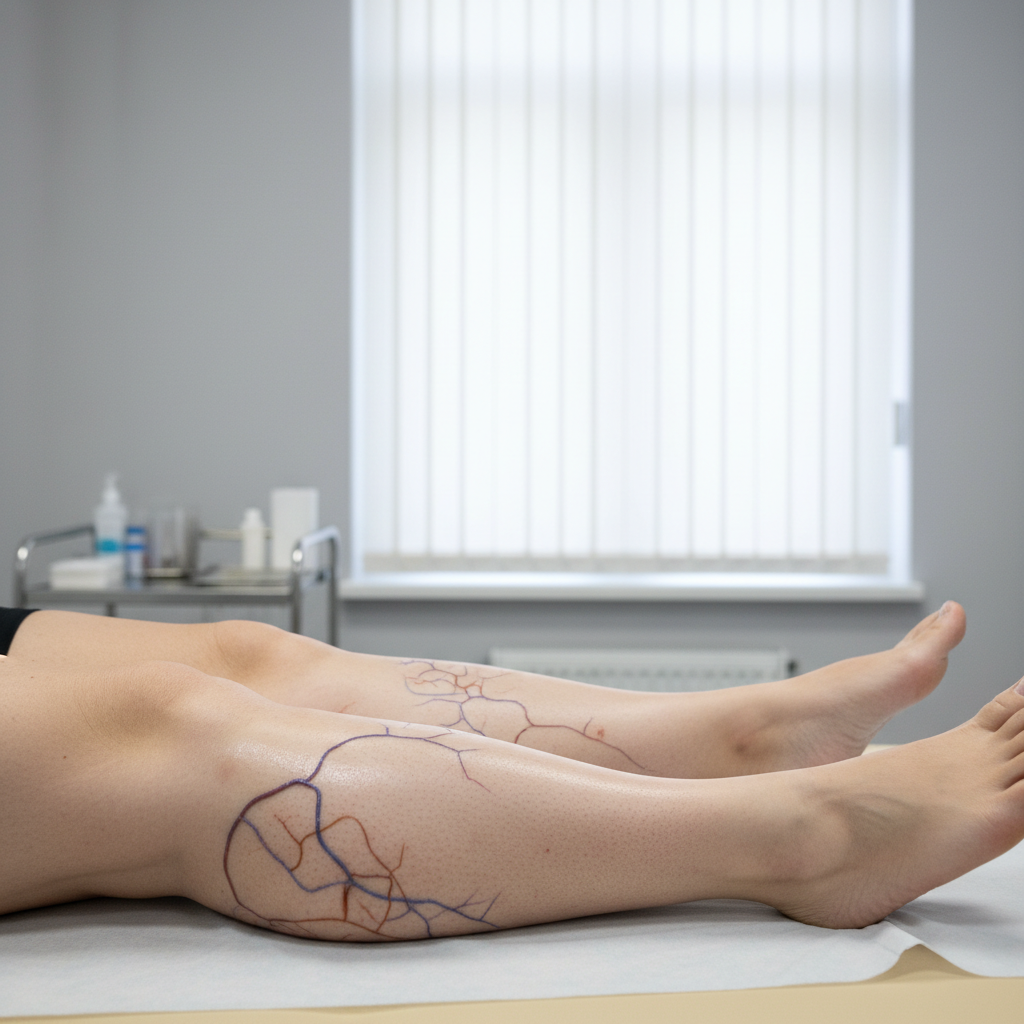 Medical staff attending to a patient in a hospital bed, representing vein treatment care