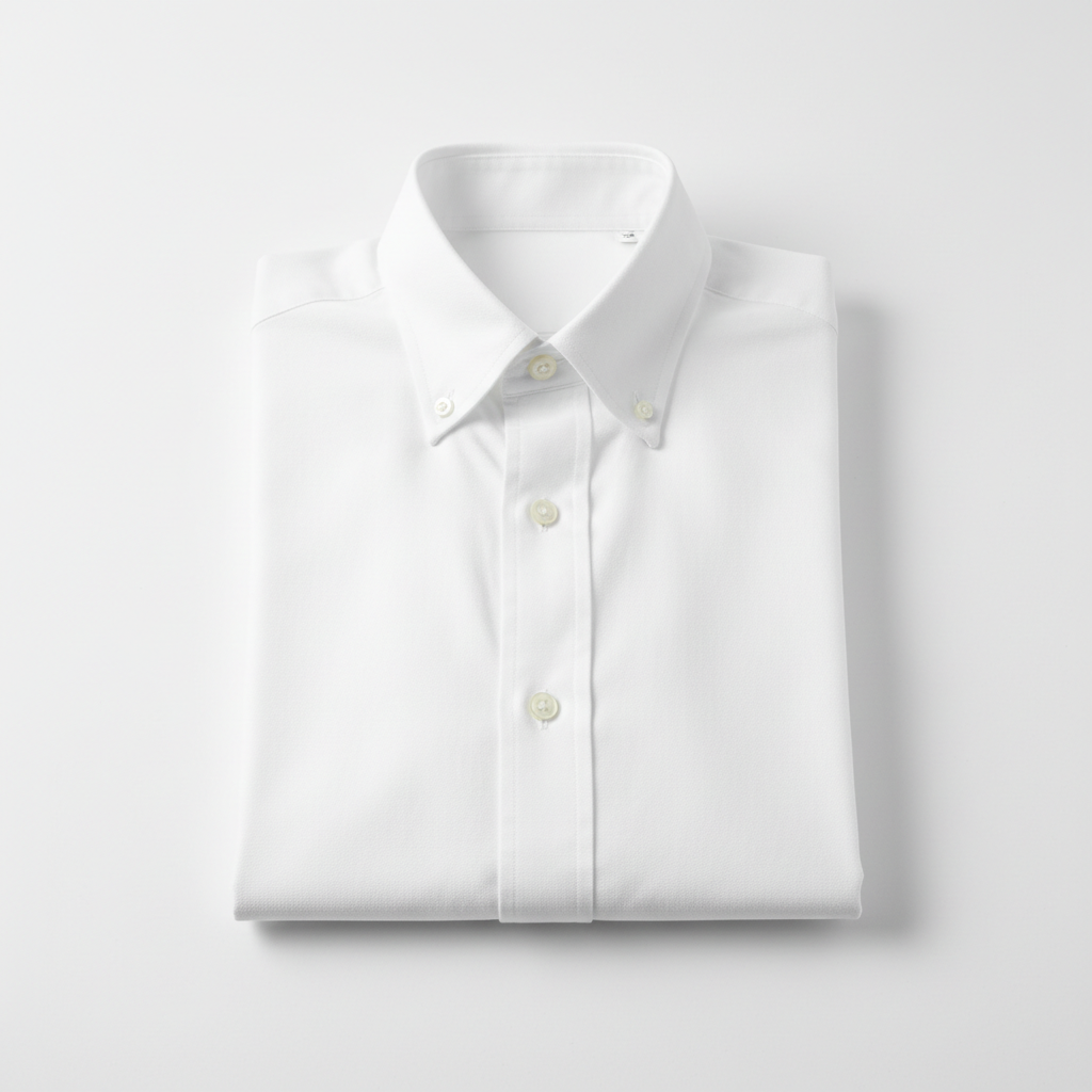 Shirt folded neatly showing fabric quality, top-down shot