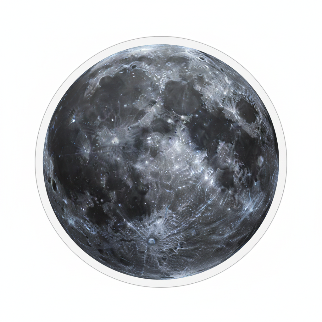 Decorative 3D moon icon in blue-grey tones