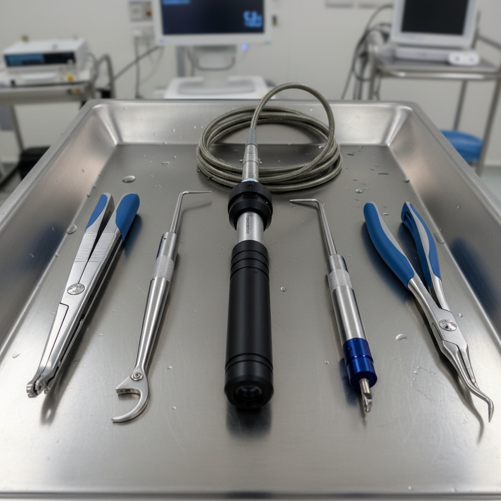 Arthroscopic knee surgery being performed with camera and instruments through small incisions in a clean surgical suite