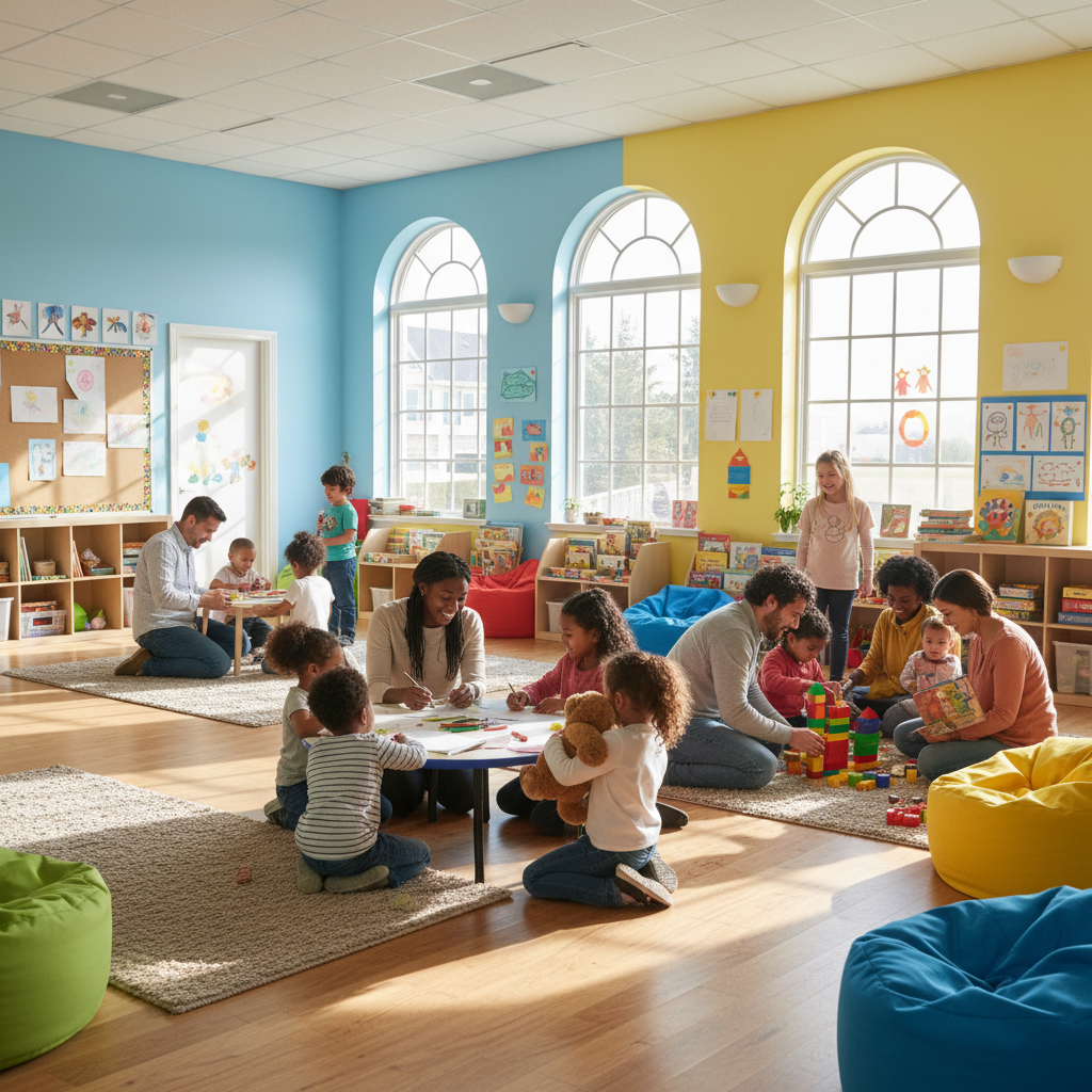 Children receiving care and support at a welfare center