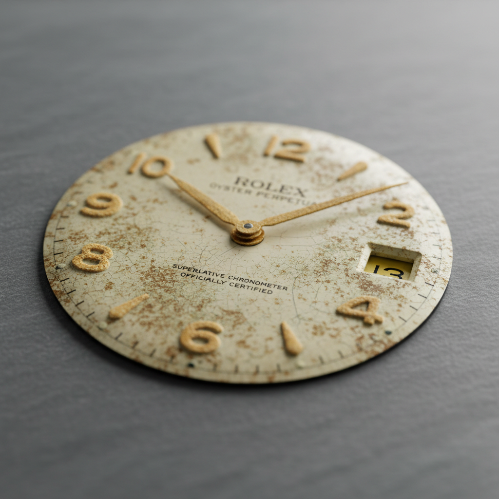 Watchmaker inspecting vintage movement under loupe, macro photography of authentication process
