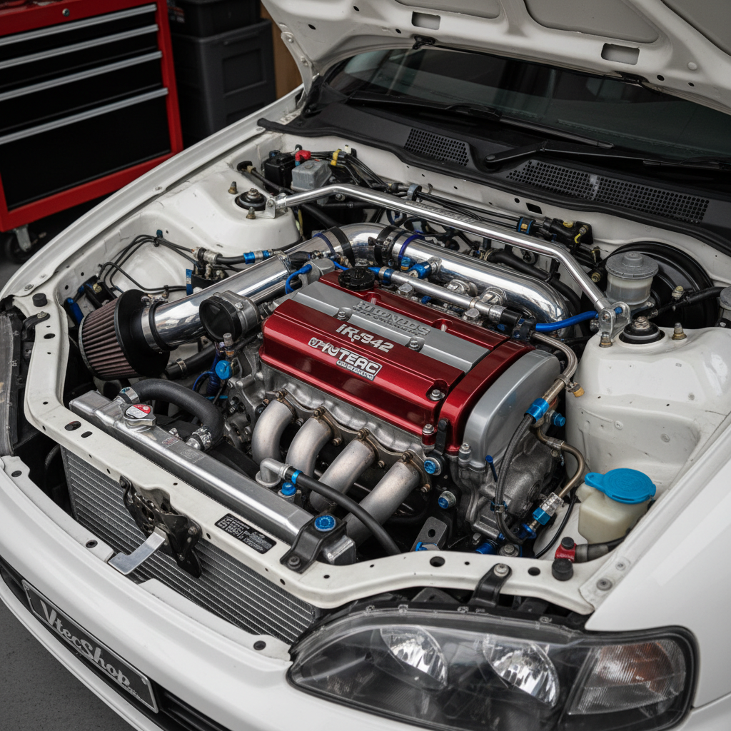 Honda Civic EK9 Type R engine bay with K24A2 swap — VtecShop build