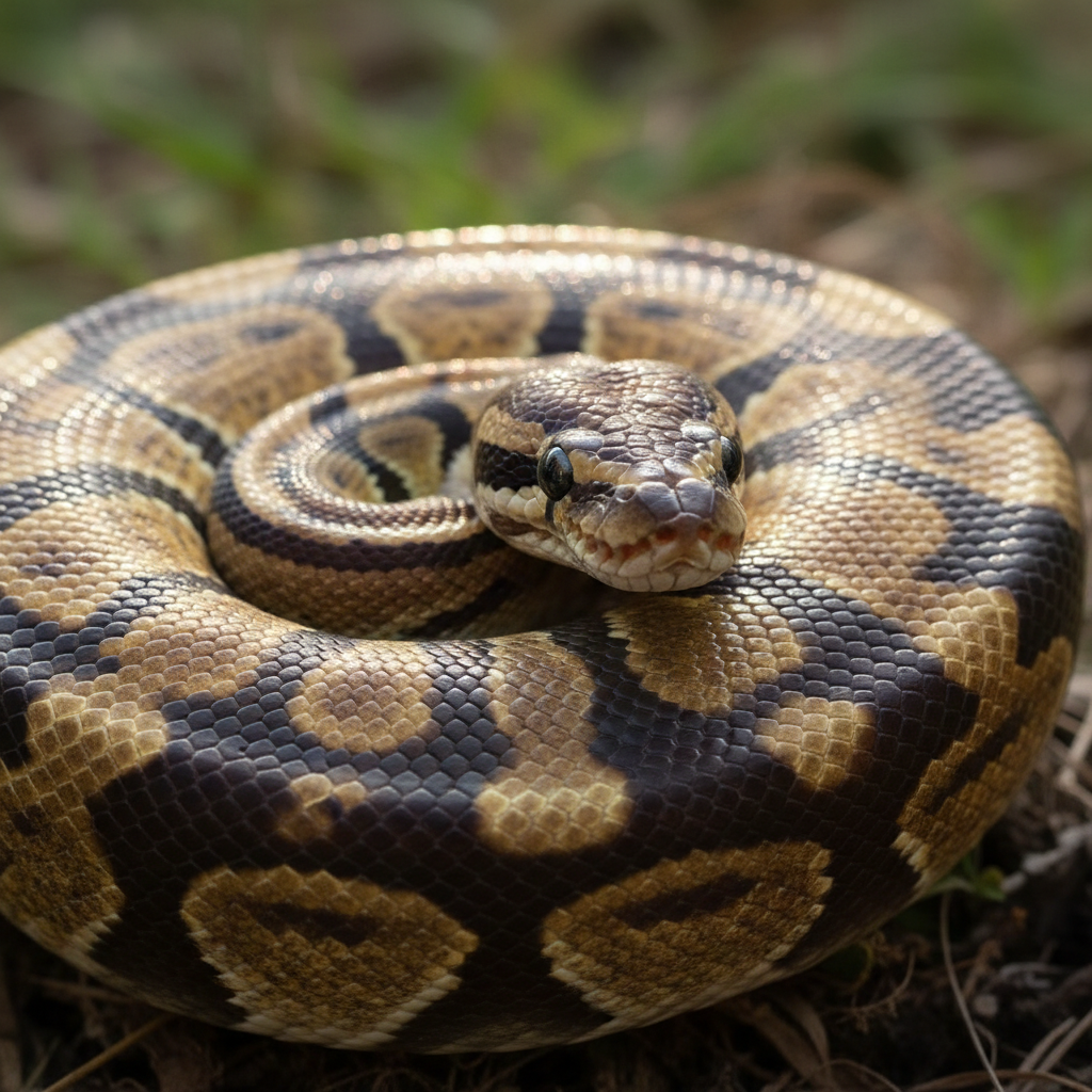 Ball python after complete shed removal showing gleaming healthy scales