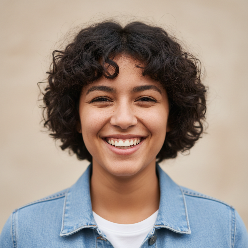 Caitlin Reyes, young Latina woman with big smile and hoop earrings