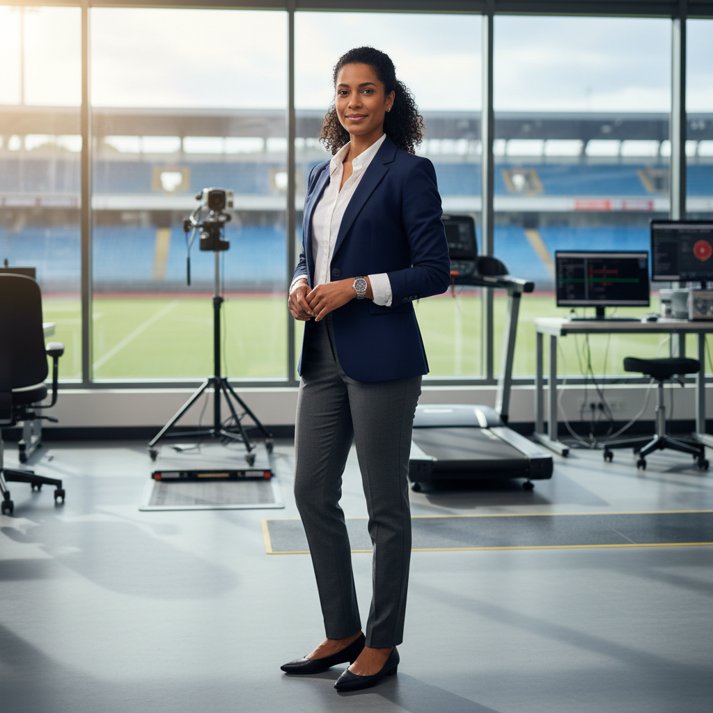 Dr. Priya Nair, sports scientist, woman in professional attire