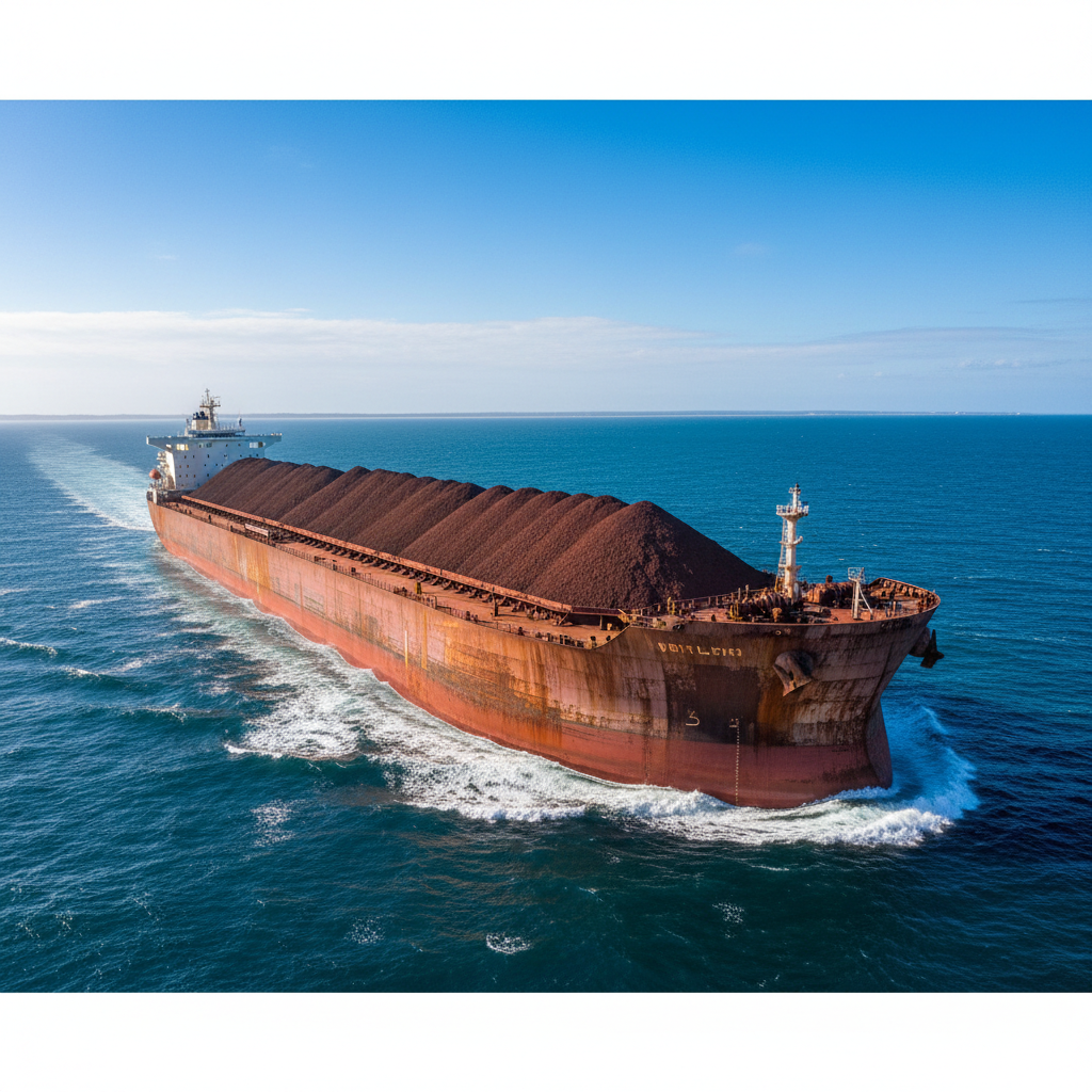 Very Large Ore Carrier VLOC vessel at sea, iron ore shipping, COSCO Shipping
