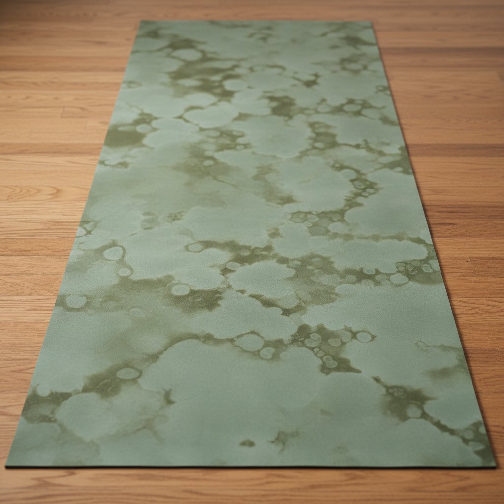 Premium yoga mat in sage green with morning light