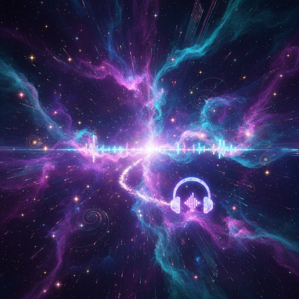 Abstract space nebula with vibrant purple and blue cosmic clouds