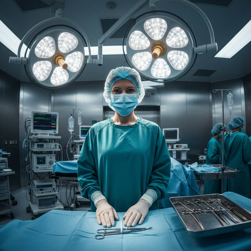 CRNA anesthesia provider in surgical attire