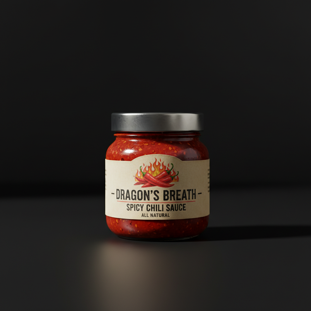 Mangkuk berisi sambal merah segar dengan cabai utuh dan daun kemangi di atasnya, latar belakang gelap dramatis dengan pencahayaan hangat