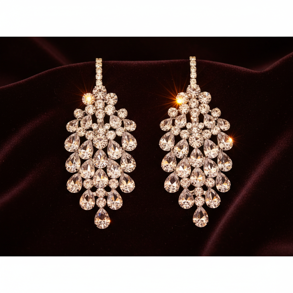 Crystal drop earrings that catch candlelight at holiday parties