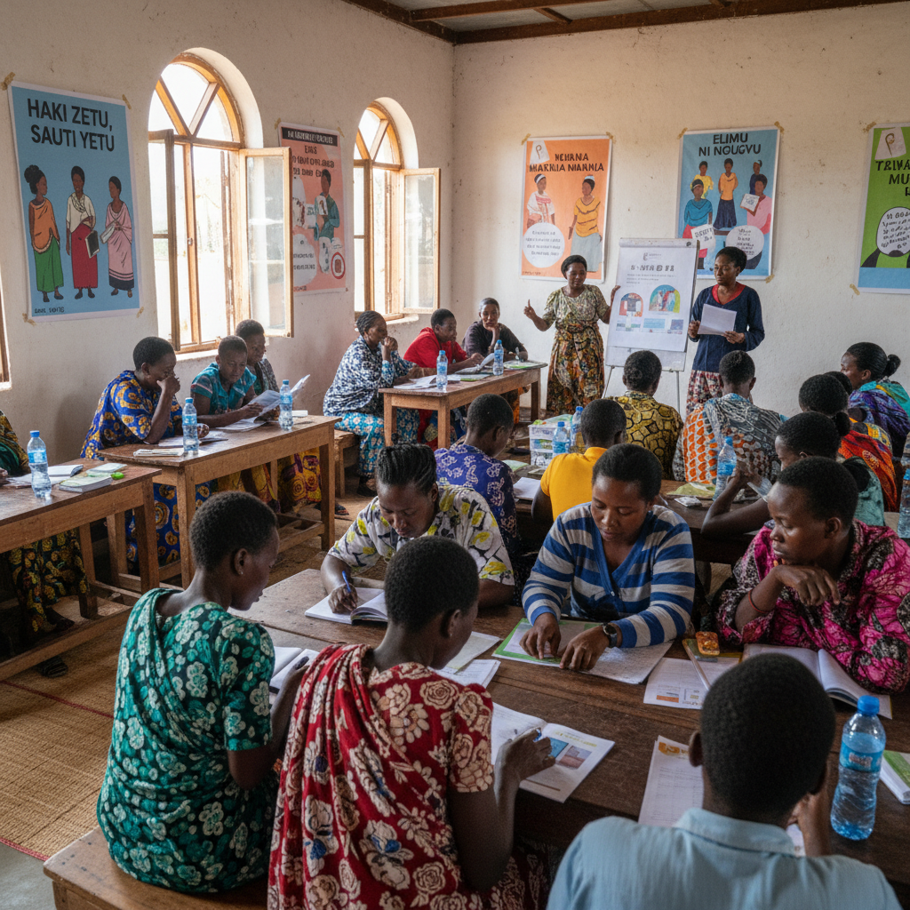 African women sitting in a circle at an empowerment workshop in Blantyre, Malawi