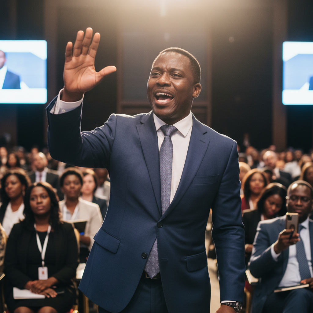 Young African leaders in a conference setting, professional development workshop, attentive audience