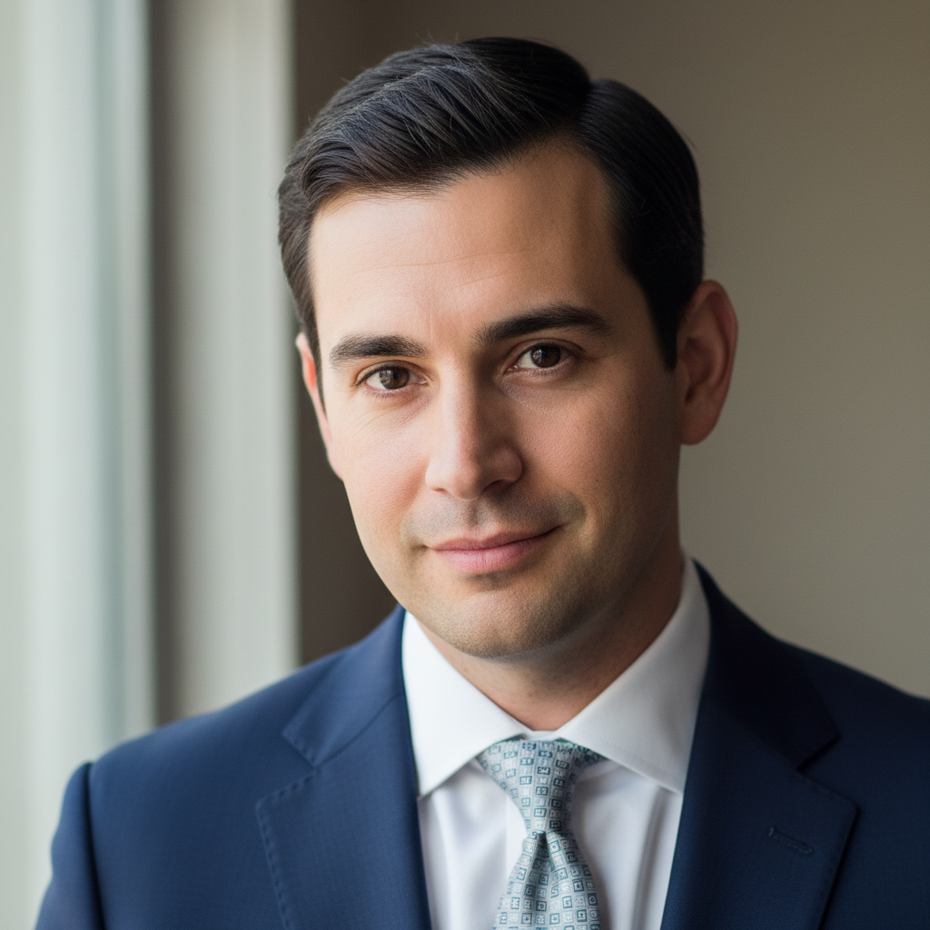 Professional headshot of James Whitfield, man in his late 30s with short dark hair and confident expression