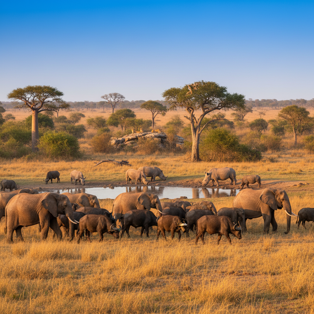 Black rhino in close proximity on red-earth savanna in Ol Pejeta Conservancy, dust rising from its feet at golden hour