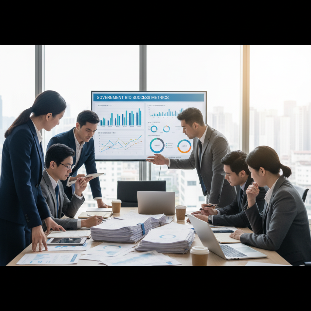 Business analytics dashboard showing successful project metrics and growth indicators