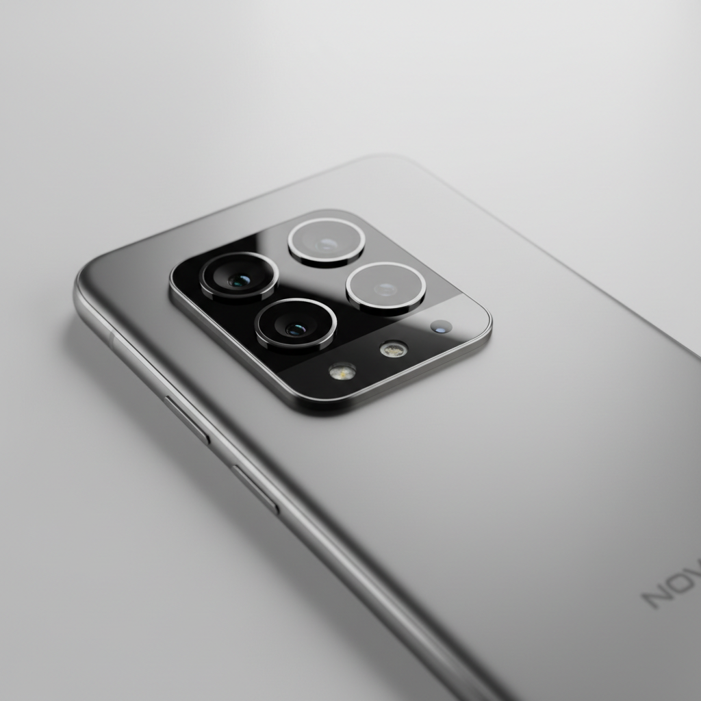 Smartphone side profile view showing slim metallic frame in studio lighting
