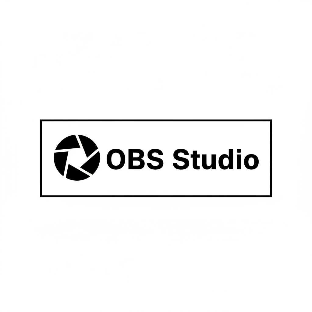 OBS Studio broadcasting software black and white logo