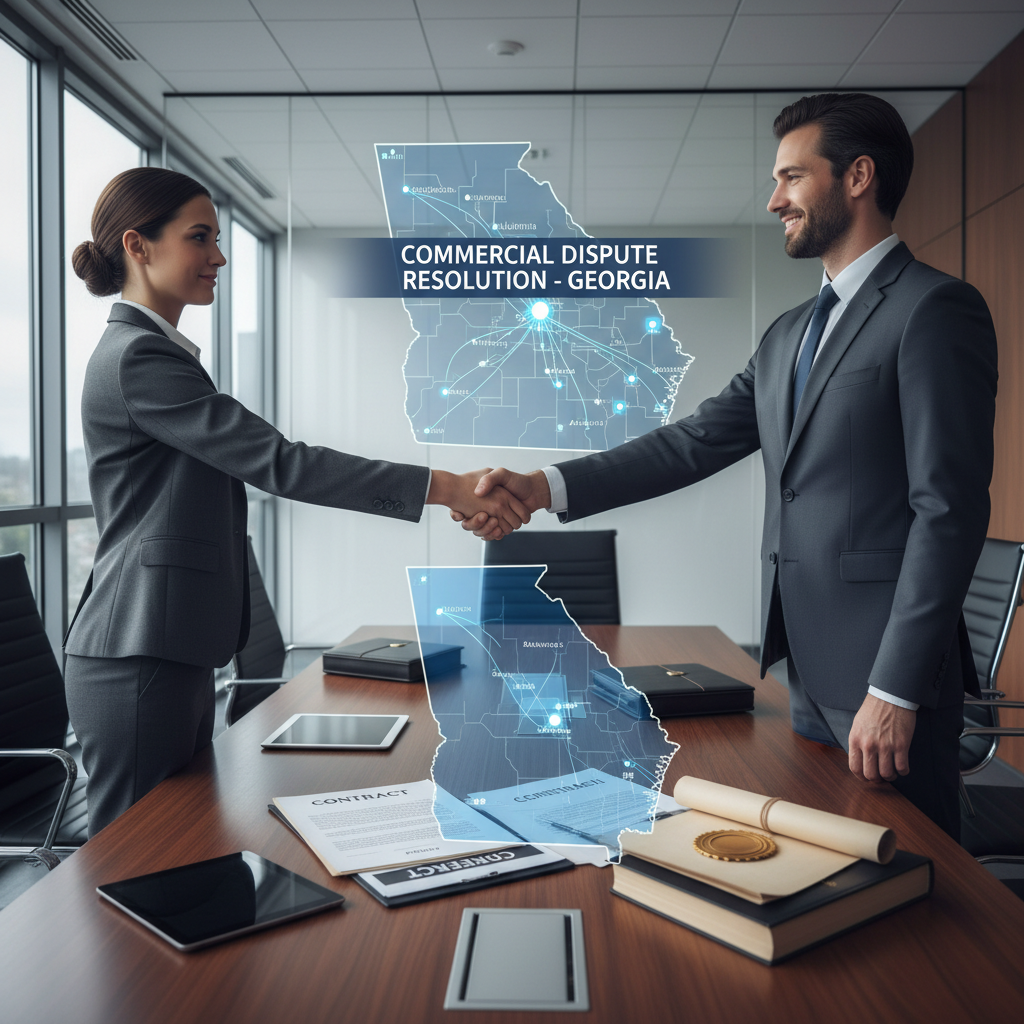 Business professionals reviewing legal contracts at a conference table in a bright modern office — clean light background