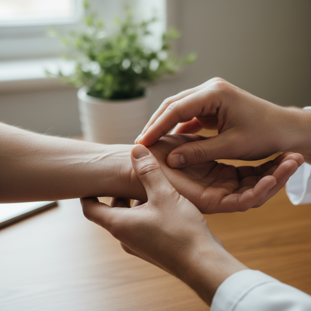 Neurologist conducting thorough clinical examination with patient in well-lit medical office