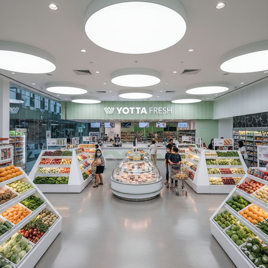Fresh Supermarket store front in Ahmedabad showing modern retail environment