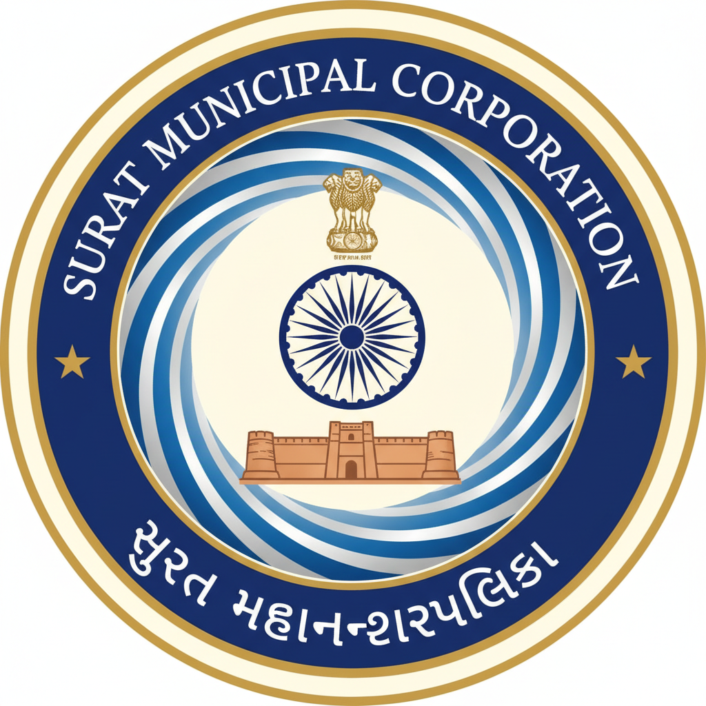 Logo of Surat Municipal Corporation showing official government emblem