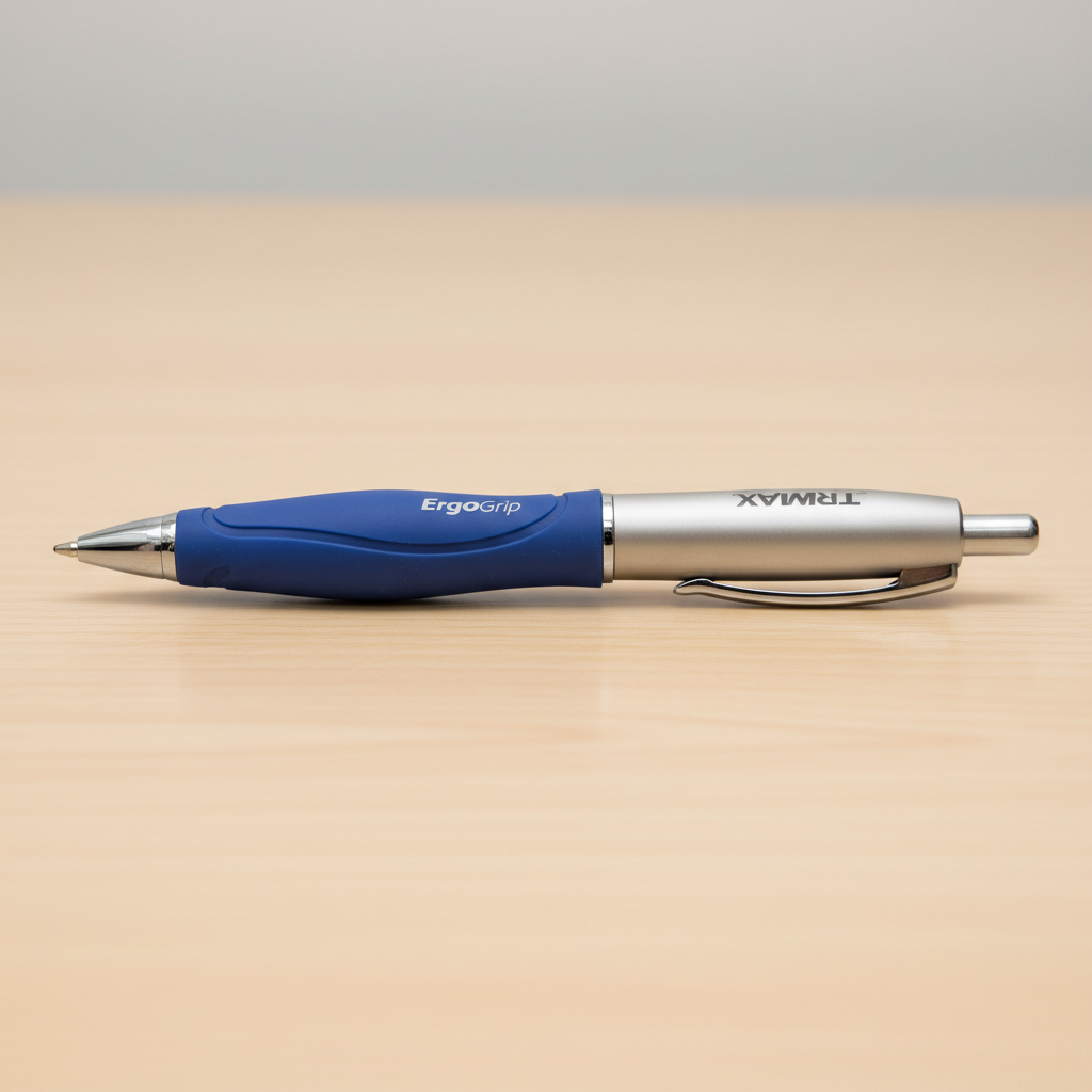 Trimax pen with comfortable grip on desk