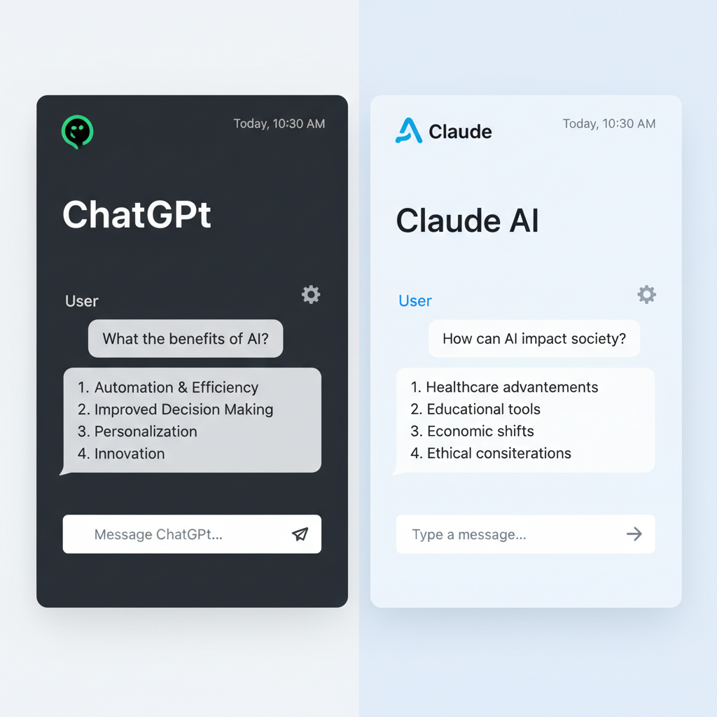Code quality comparison between ChatGPT and Claude with performance metrics