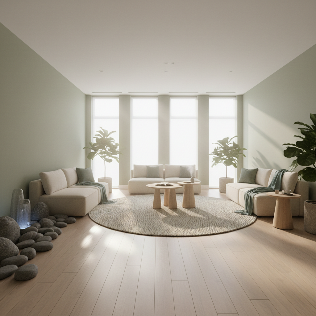 Calm therapy environment — soft natural light, peaceful indoor space suggesting reflection and wellness